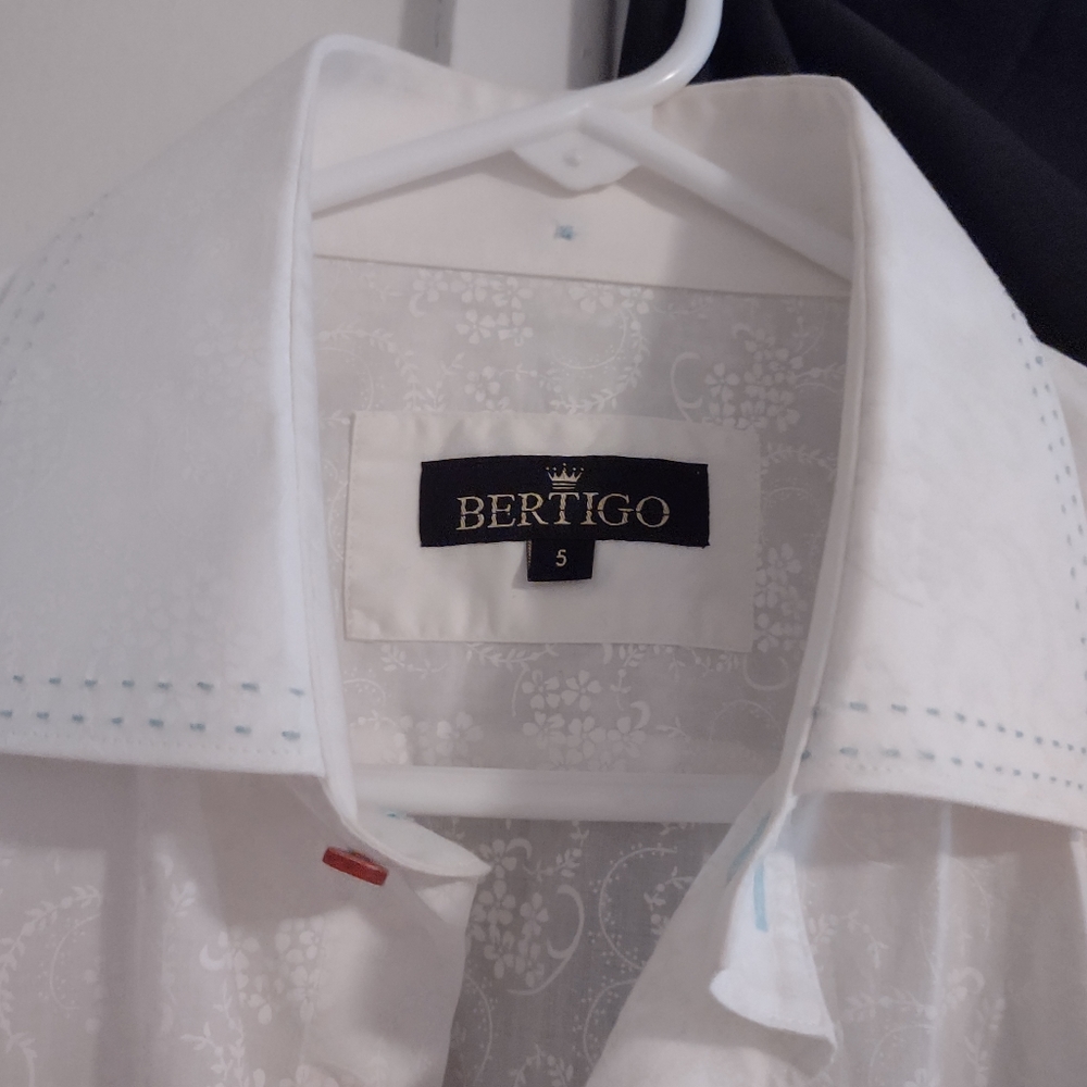 Bertigo Men's Long sleeve white dress shirt